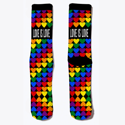 Love Is Love   Cute Rainbow Pride Socks Black T-Shirt Front