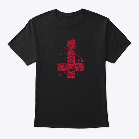 Red And Black Design Black T-Shirt Front