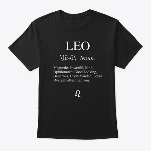 Leo Definition Tee White Text