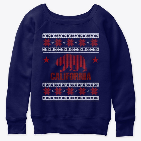 California Ugly Christmas Sweater Navy  T-Shirt Front