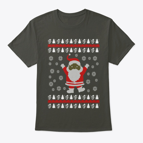 Santa Ugly Christmas Sweater Gift Smoke Gray T-Shirt Front