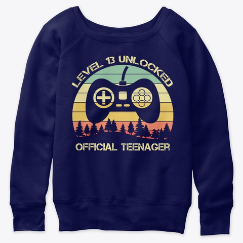 Level 13 Unlocked Official Teenager Navy  T-Shirt Front