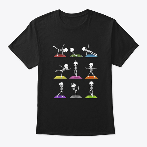 Yoga Skeletons Halloween Black T-Shirt Front
