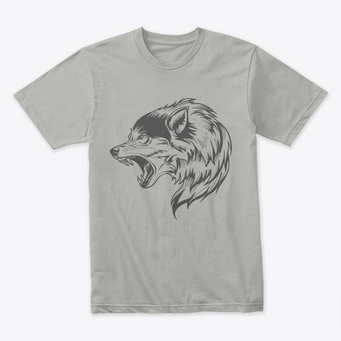 Wolf Side Face Light Grey T-Shirt Front