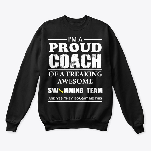 Proud Swimming Coach Gift For Swim Coach Black T-Shirt Front
