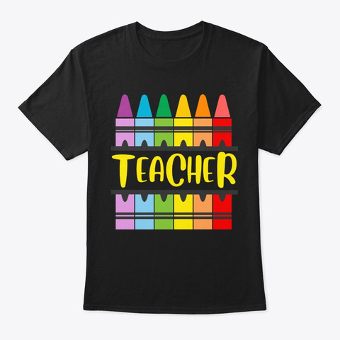 Cute Teacher Crayon Teaching Gift Tee Black Camiseta Front