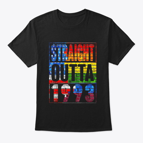 Straight Outta American Flag Lgbt 1993 Black T-Shirt Front
