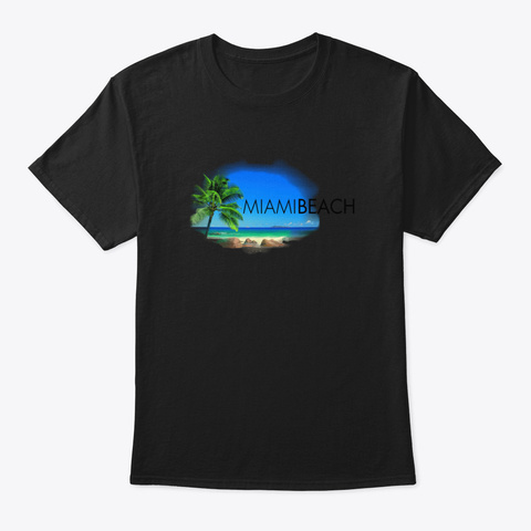 Miami Beach Black T-Shirt Front