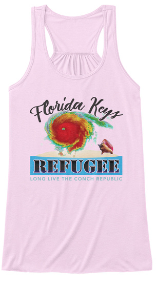 Florida Keys Refugee Long Leave The Conch Republic Soft Pink T-Shirt Front