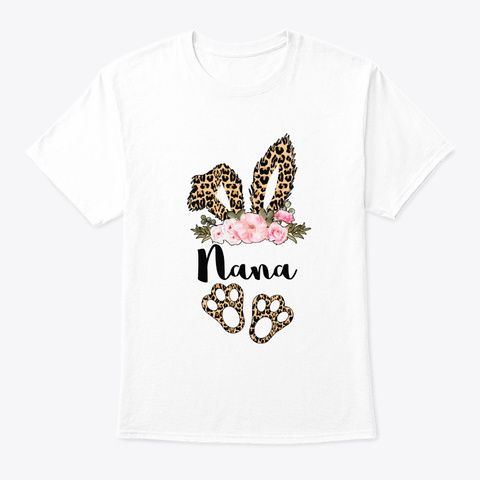 Flower Leopard Bunny Nana Easter Women White T-Shirt Front