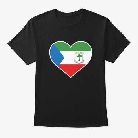 Love Equatorial Guinea Flags Black T-Shirt Front