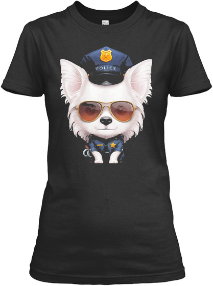White Long Coat Chihuahua Police Officer
