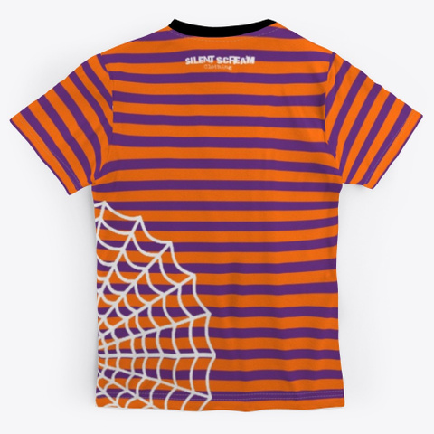"Halloween Bats And Stripes" Purple T-Shirt Back