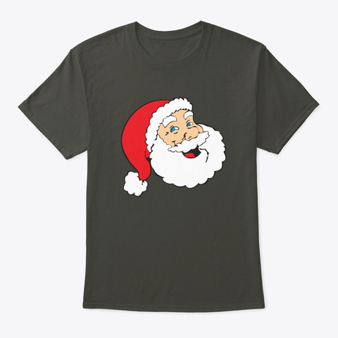 Santa In Red Hat With Big White Beard Smoke Gray T-Shirt Front