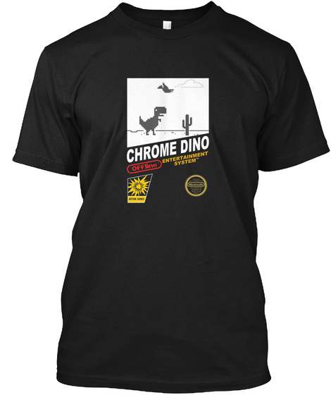 Chrome Dino Nes Cover Black T-Shirt Front
