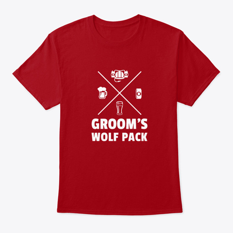 Grooms Wolf Pack Bachelor Party Gift Fr Deep Red T-Shirt Front