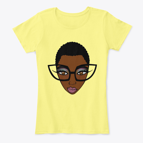  Black Woman With Afro Short Hair Lemon Yellow T-Shirt Front