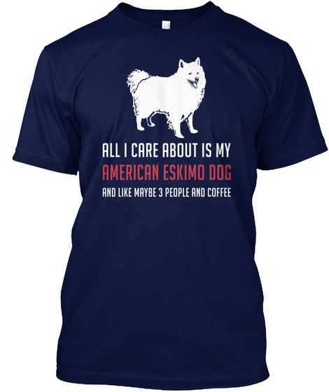 American Eskimo Dog Navy T-Shirt Front