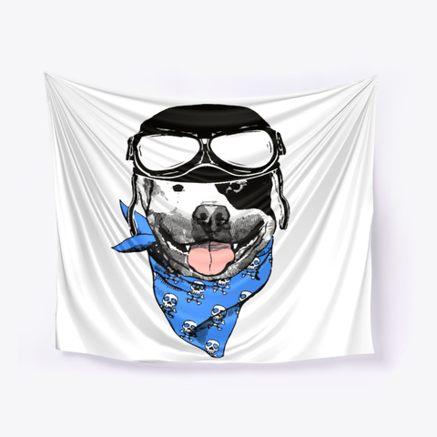 Pitbull Wall Tapestry   51"X60" White T-Shirt Front