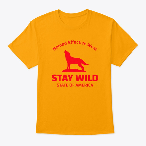 Nomad Stay Wild Wolf Gold T-Shirt Front