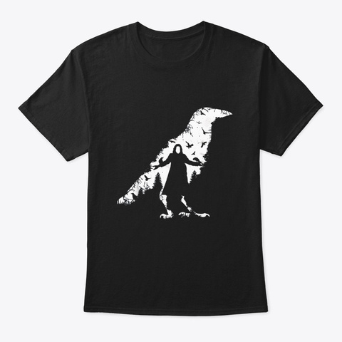 The Spooky Crow Birds Horror Halloween T Black T-Shirt Front