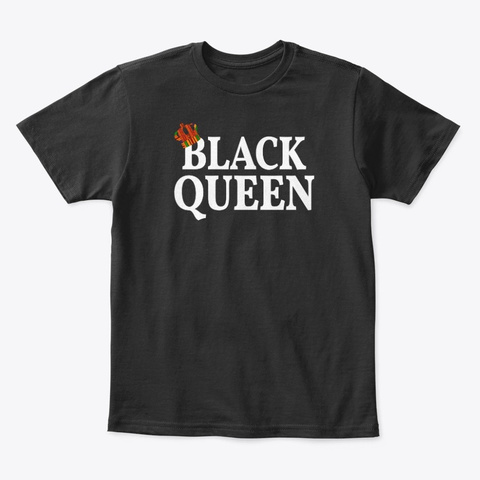 Kente Cloth Black Queen Black Pride Black T-Shirt Front