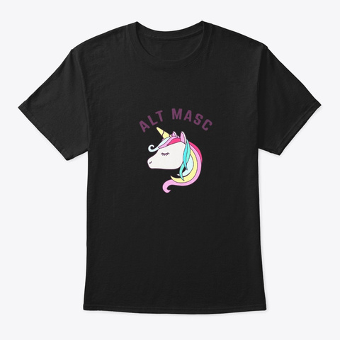Lgbt Tees Alt Masc Rainbow Unicorn T Black T-Shirt Front