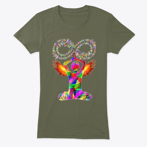 Infinite Possibilities With Meditation Military Green T-Shirt Front