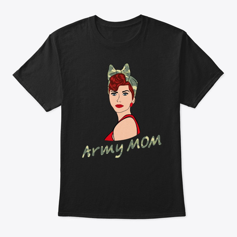 Proud Army Mom Camouflage Hair Band Mili Black T-Shirt Front