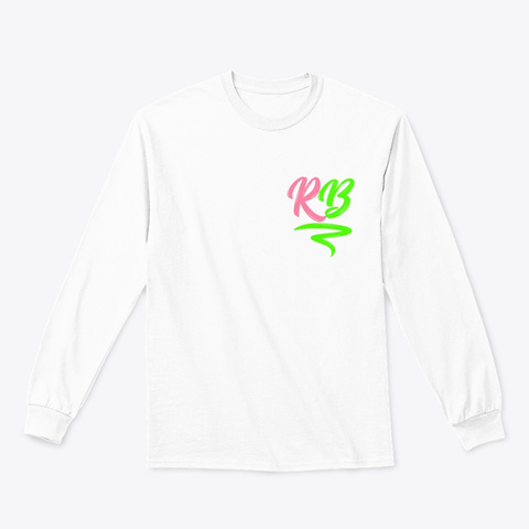 Pink & Bright Green Long Sleeve T Shirt White T-Shirt Front