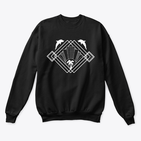 Art Deco 80s Design Outline Black T-Shirt Front