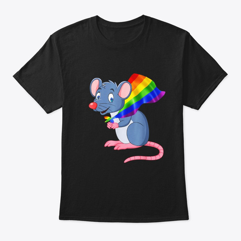 Vintage Gay Pride Flag Mouse T Shirt Black T-Shirt Front