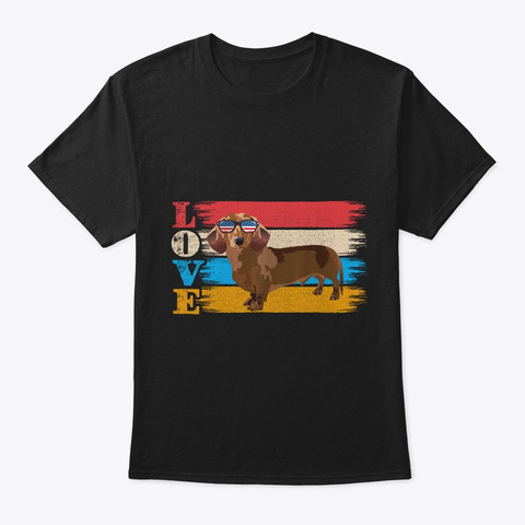 Graphic Daschund Weiner Dog Shirt Gift Black T-Shirt Front