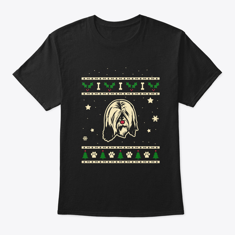 Christmas Tibetan Terrier Gift Black T-Shirt Front