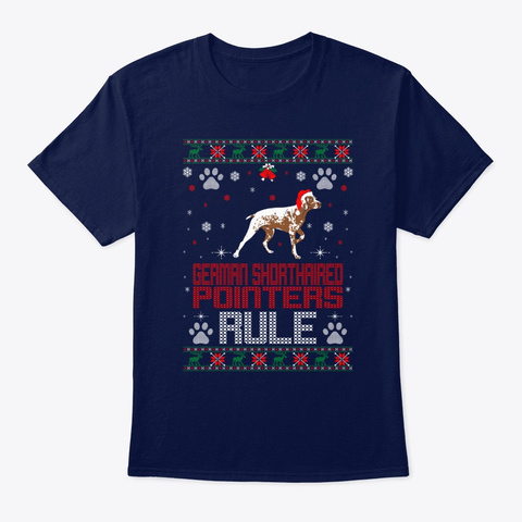 Shorthaired Pointers Rule Christmas Navy T-Shirt Front