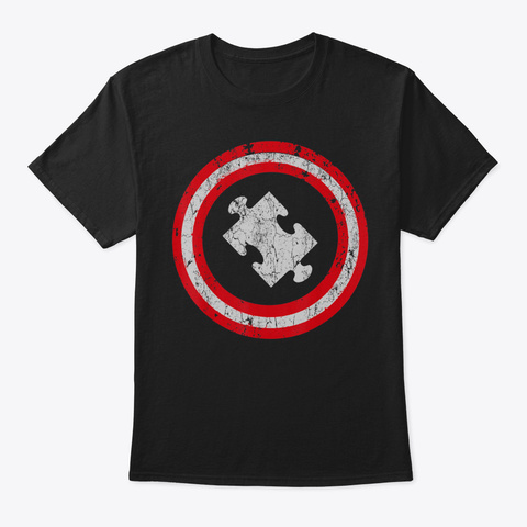 Captain Autism Superhero Tshirt  Autism  Black T-Shirt Front