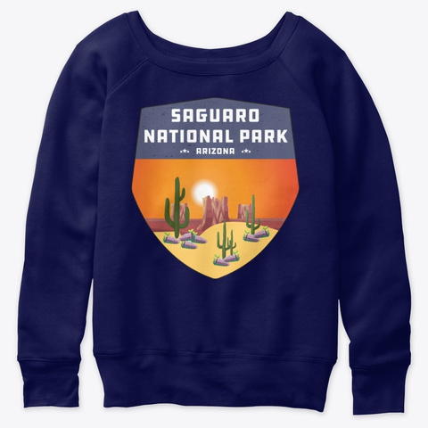 Saguaro National Park Arizona Cactus Navy  T-Shirt Front