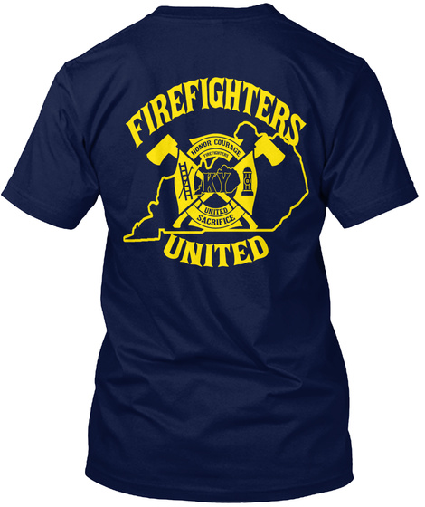 Firefighter United Navy T-Shirt Back