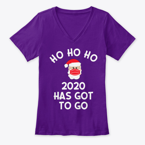 Santa Wearing Mask 2020 Saying Graphic Team Purple  T-Shirt Front