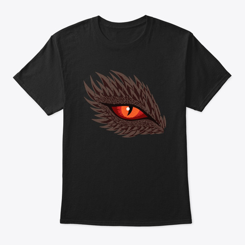 Red Fiery Dragon Eye Black T-Shirt Front