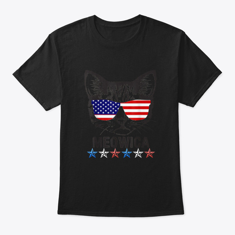 Meowica Independence Day Black áo T-Shirt Front