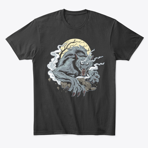 Spooky Wolf Black T-Shirt Front