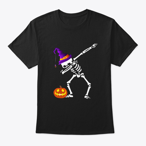 Dabbing Skeleton Shirt   Halloween T Shi Black Kaos Front