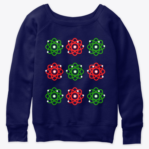Science Christmas Atom Gift Navy  T-Shirt Front