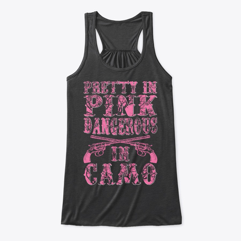 Pretty In Pink   Dangerous In Camo Dark Grey Heather T-Shirt Front