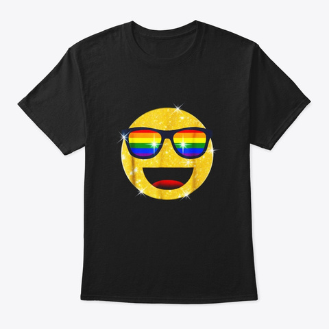 Gay Lgbt Pride Funny Emoji Equality Black T-Shirt Front