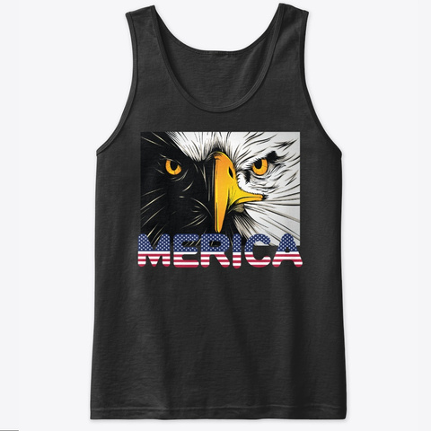 4th Of July Tank Top Eagle American Flag Black T-Shirt Front