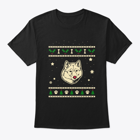 Christmas Sakhalin Husky Gift Black T-Shirt Front