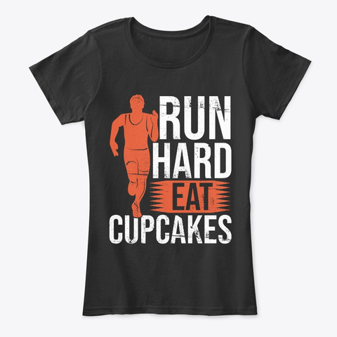 Runner Running Cupcakes Sport Gift Black Camiseta Front