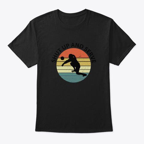Volleyball Retro Distressed Style Black T-Shirt Front
